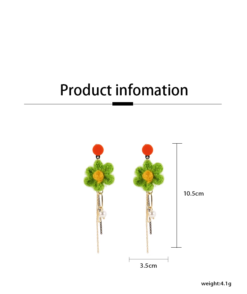 

Elegance Hand Woven Earrings Wool Earrings Flower Earrings Ear Accessories Pearl Pendants Long Earrings for Women Christmas Gift