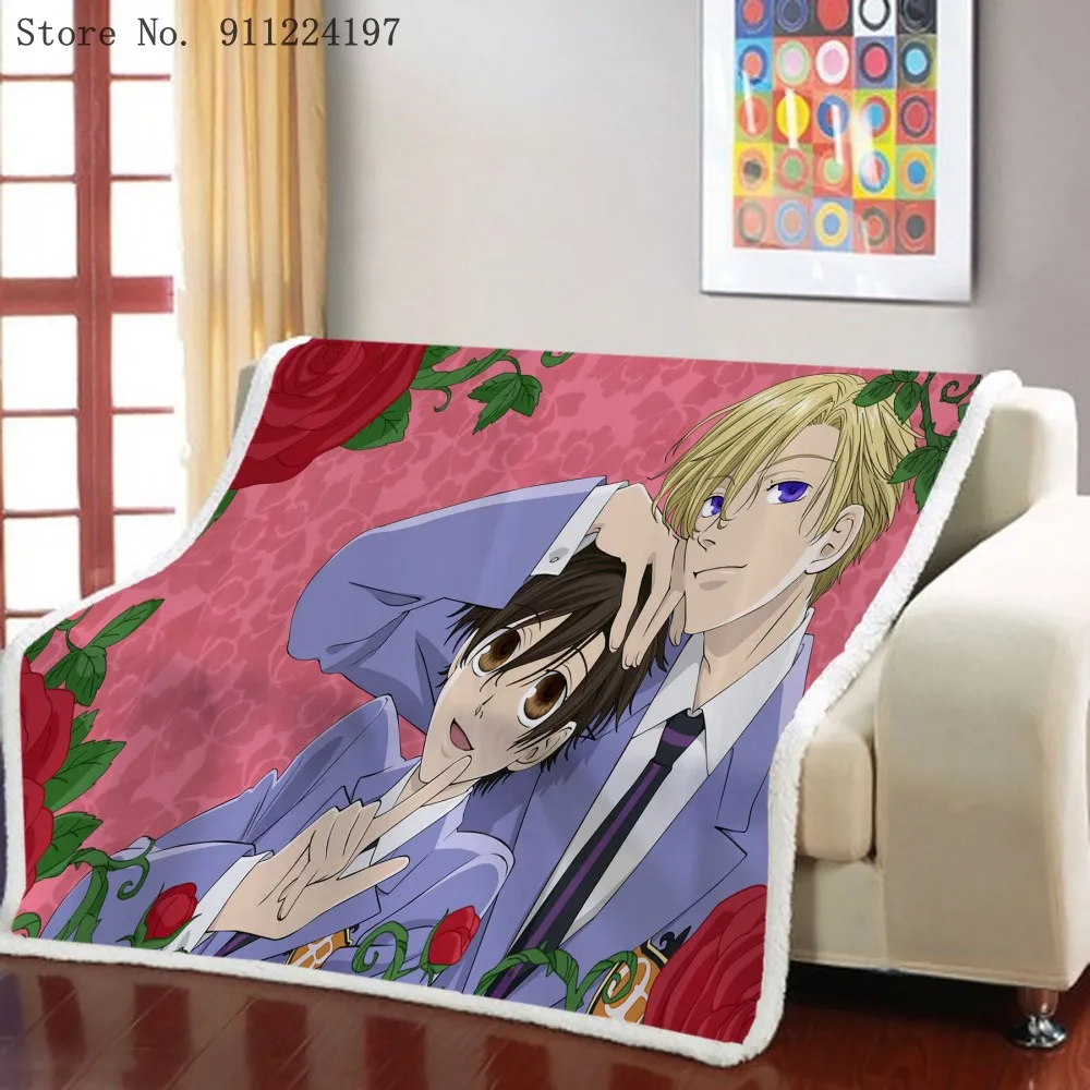 

Japan Anime High School Throw Blanket Sherpa Fleece Blanket Travel Picnic Blanket 3D Print Bedspread Quilt Cover For Kids Adult