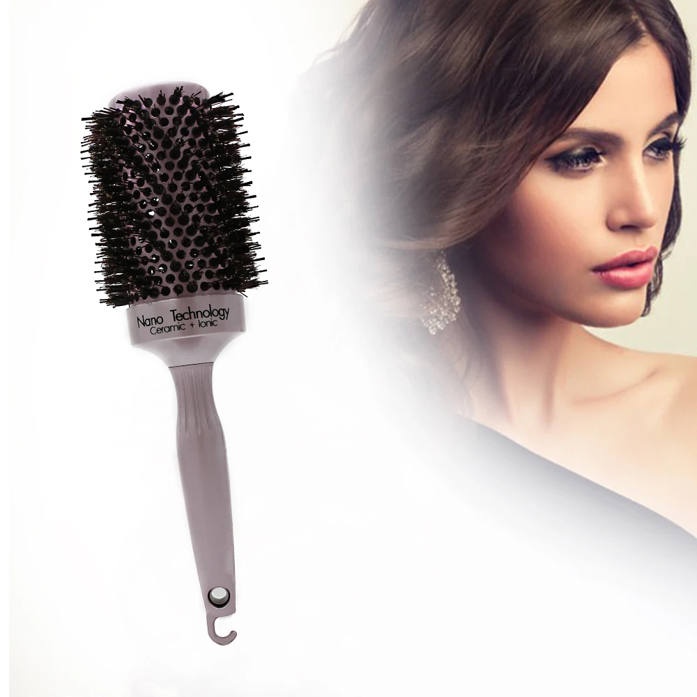 Розовое золото кабана щетина алюминиевая круглая щетка Парикмахерская