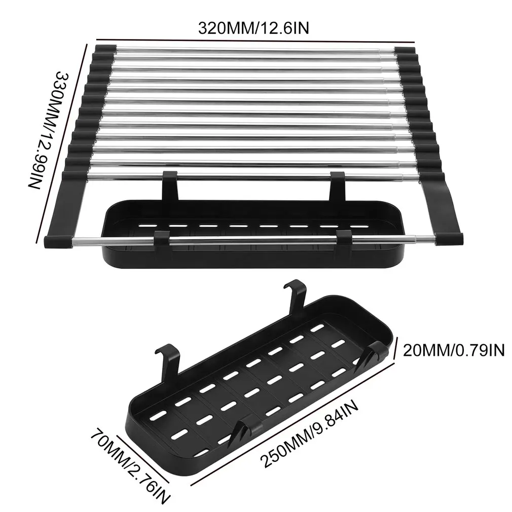 

Dish Drying Rack Sink Multipurpose Stainless Steel Collapsible Dish Drainer Kitchen Dishes Cups Retractable Kitchen Drain Rack
