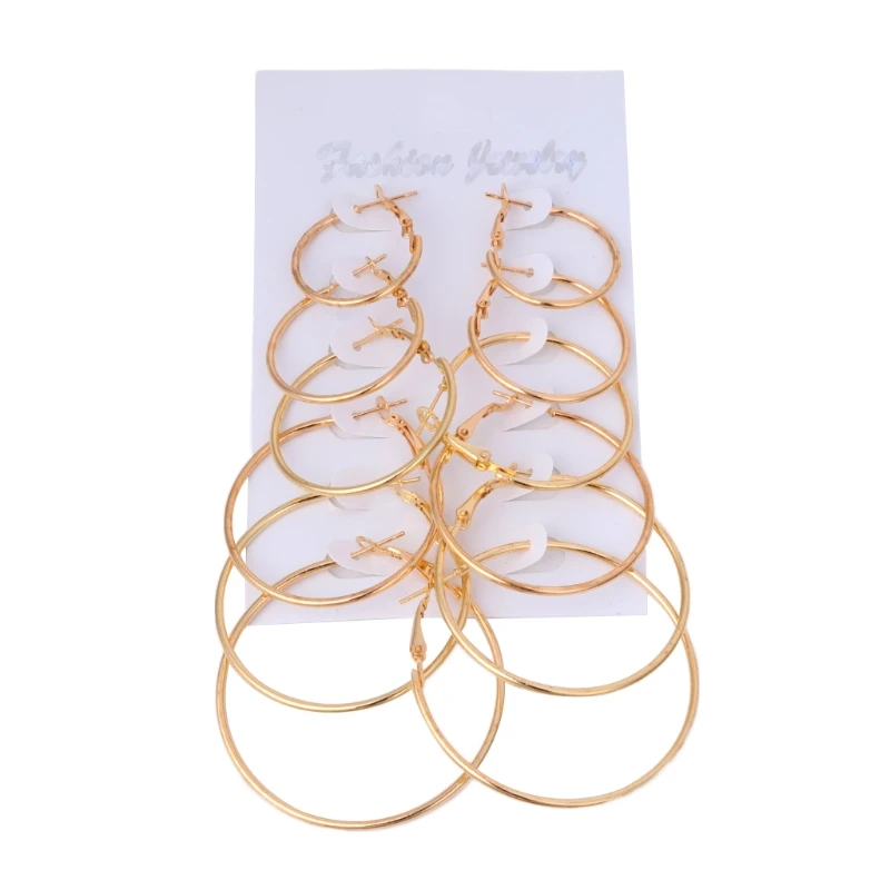 6 пар/компл. Винтажные висячие кольца большой круг обруч женские серьги в стиле