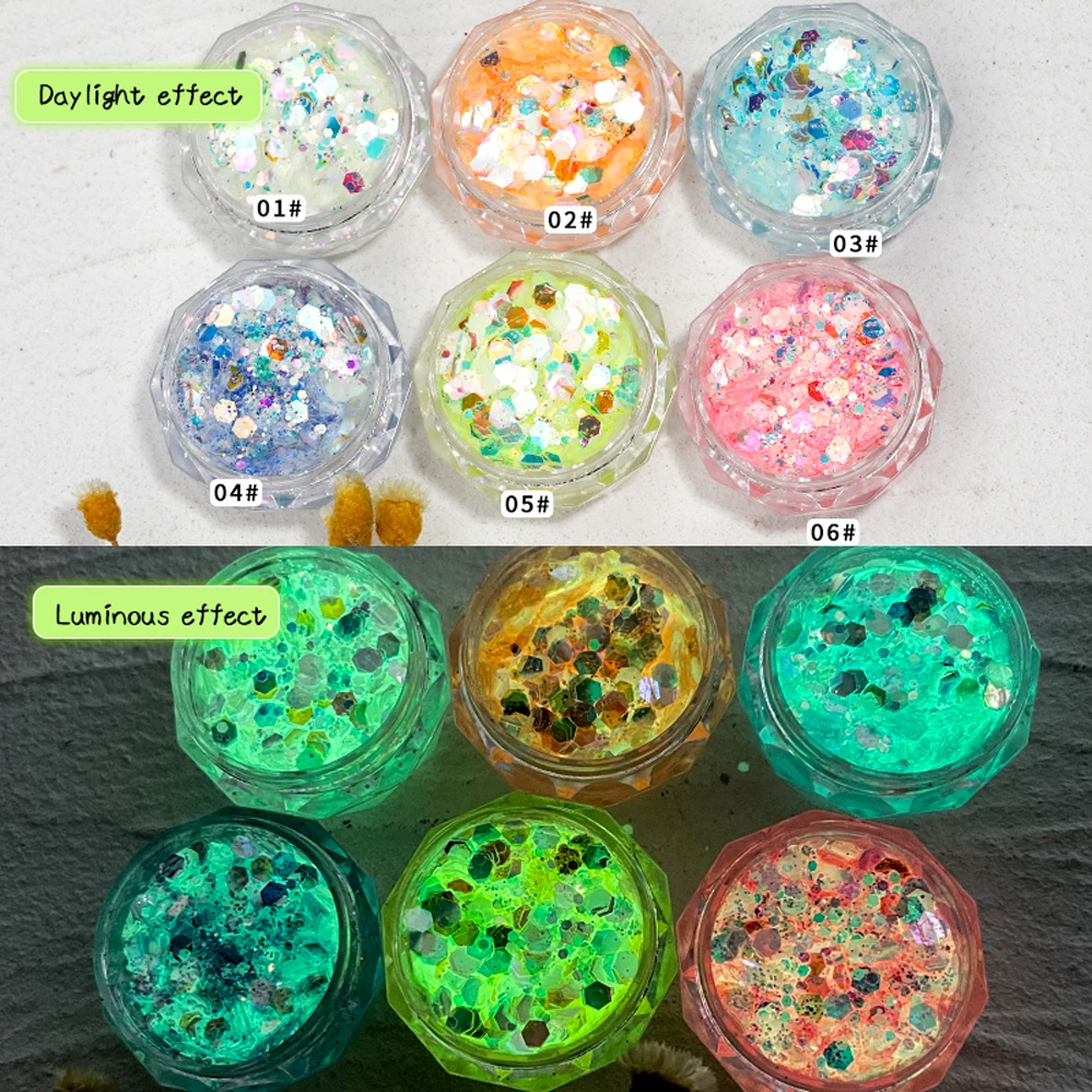 

771185 люминесцентные разноцветные блестящие несимметричные светящиеся фрагменты, флуоресцентные зеленые весы, аксессуары для дизайна ногте...