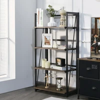 4 tier space saving folding bookshelf no assembly industrial bookcase display shelves stable thickened boards storage racks