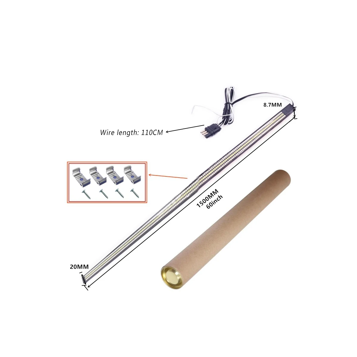 

60" Universal Triple LED Aluminum Strip Tailgate Bar Red Driving Light Sequential Amber Turn Signal White Light Rigid Brake Rear