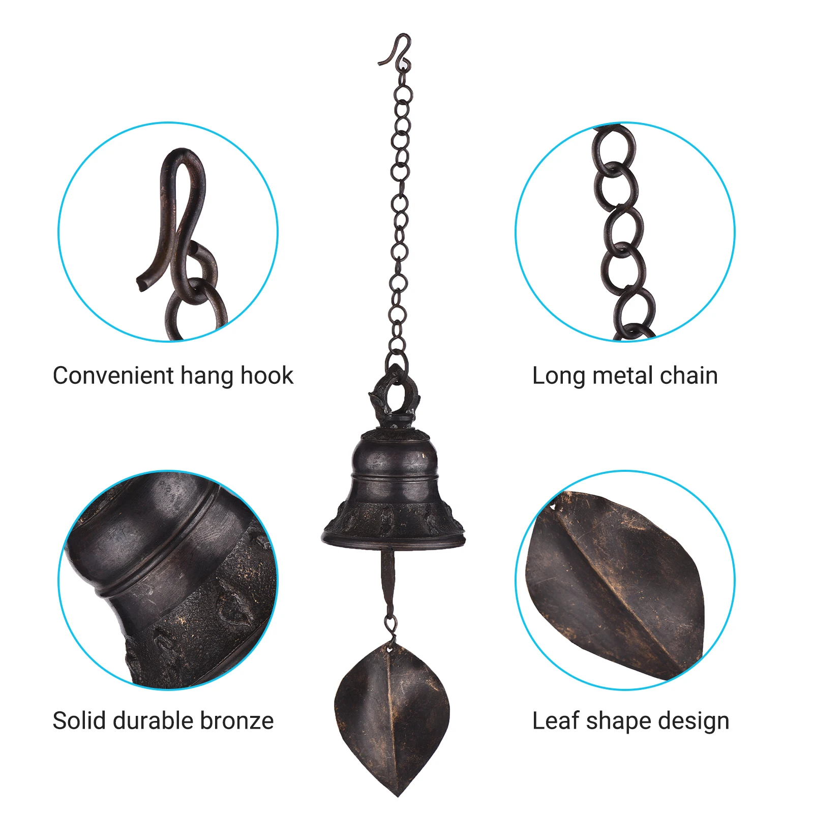 Wind Bell Vintage Style Hanging Chime Metal with Loop for Home Garden Yard Decor (6.5/8/10cm Diameter) | Спорт и развлечения