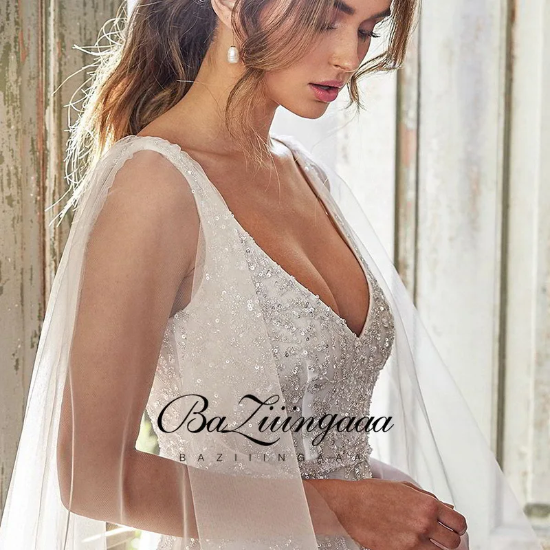 BAZIIINGAAA Роскошные вечерние платья длинное женское платье 2021 блестками Robe De Soir