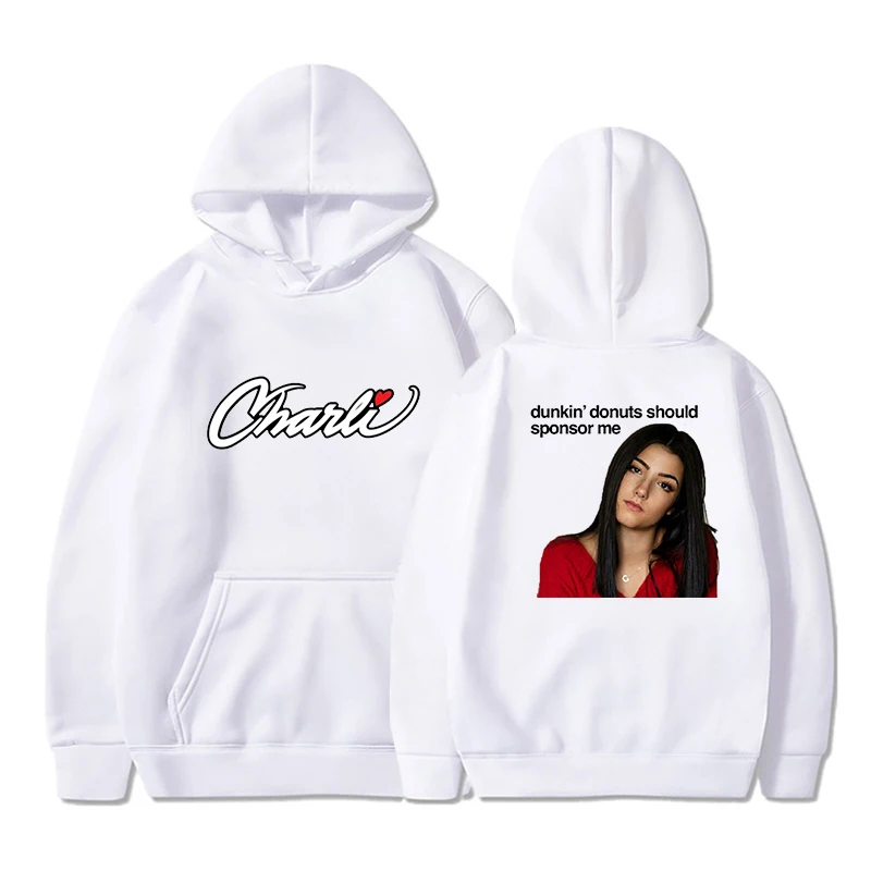 

Kpop Charli D'Amelio Harajuku Забавный принт над размером d толстовки Толстовка Осень Зима женские свободные топы с длинными рукавами размера плюс разме...