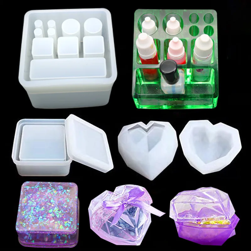 

Lipstick Storage Box DIY Hand Made Crystal Trinket Silicone Mold for Resin Epoxy Resin Mold Pigment Bottle Storage UV Resin Mold