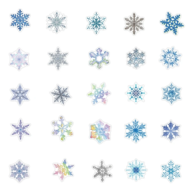 

50PCS White Christmas Snowflakes Window Stickers Self Clings Decorations