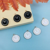 10pcs handmade craft double sided enamel jewelry round coins clock charm pendants for women kids bracelets necklace earrings diy