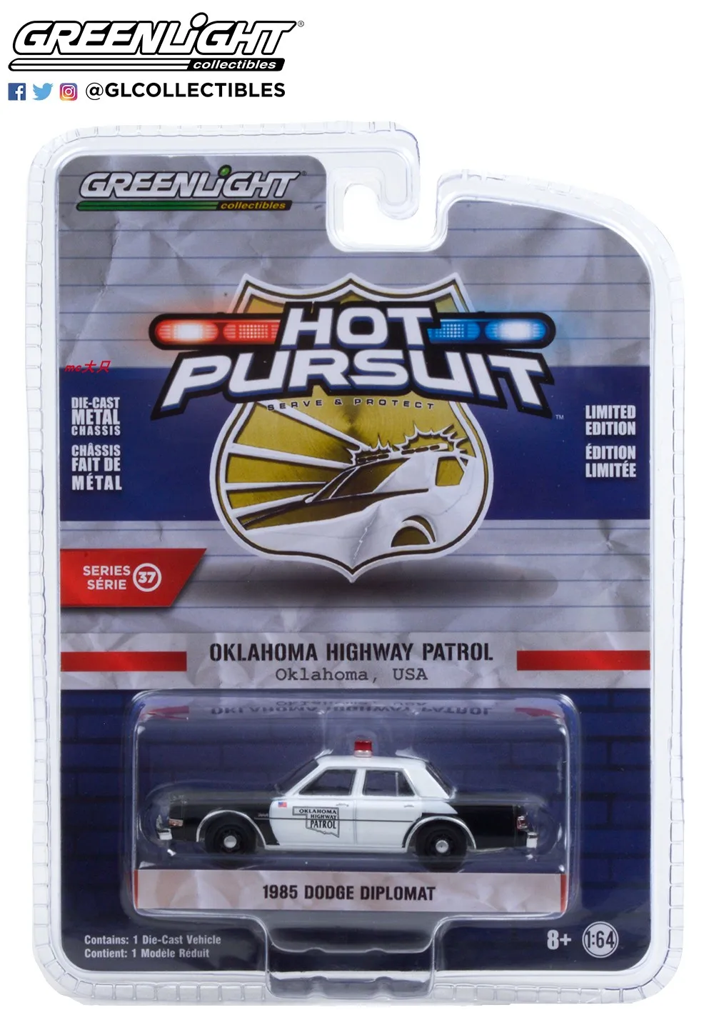 GL 1:64 1985 Dodge дипломат-Оклахома дорожно-патрульной сплав модель машинки Diecast