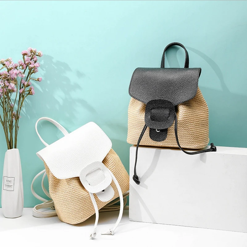 Богемный женский рюкзак модная пляжная соломенная сумка повседневный маленький
