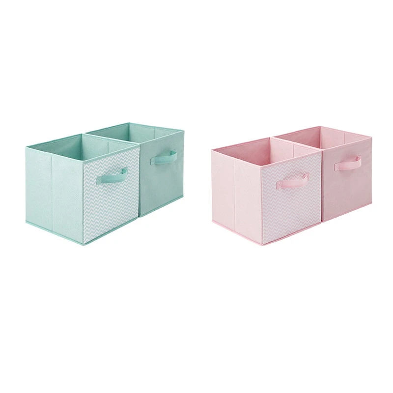 

4Pcs Color Printing Non Woven Square Storage Box Clothes Toy Storage Box Wardrobe Drawer Storage Box
