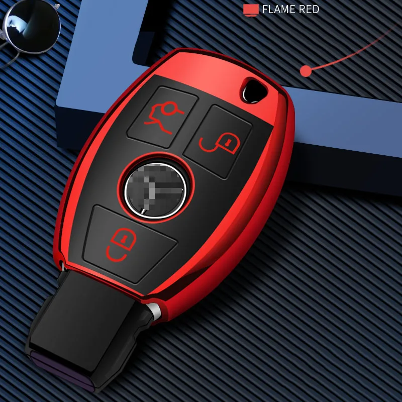 Three button Высокое качество PC+ TPU чехол для ключей защитный чехол для ключей держатель для Mercedes benz A B R G класс GLK GLA E200 E200L W176 - Название цвета: Three button