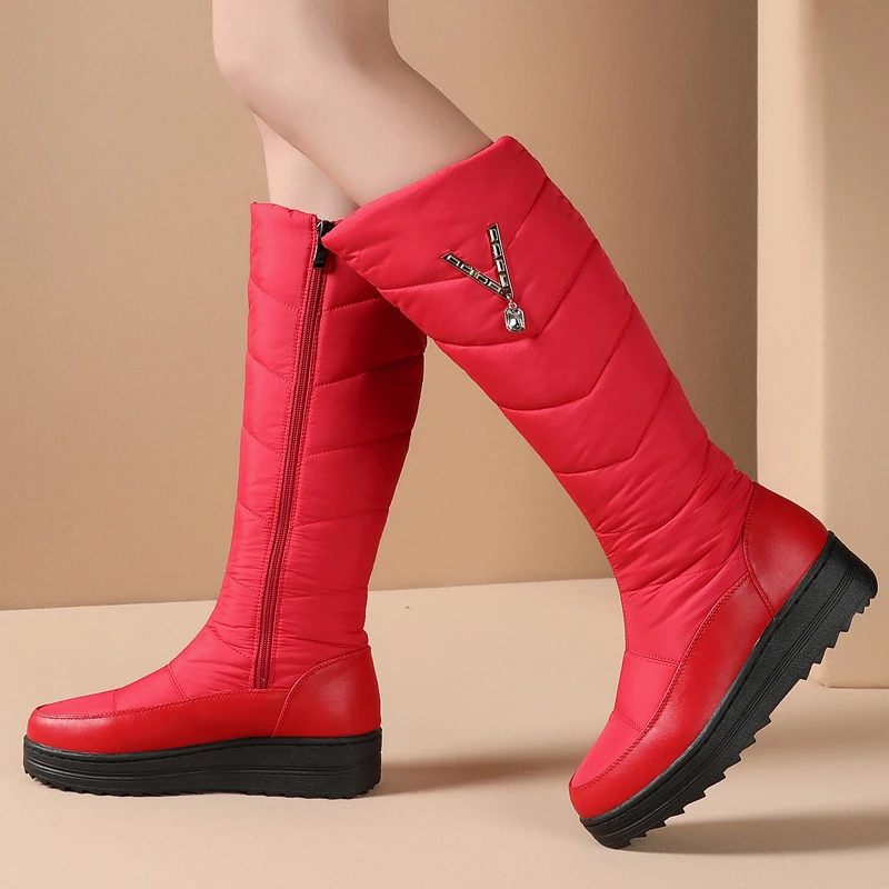 2019 г. Зимняя женская обувь для взрослых зимние сапоги до колена на молнии