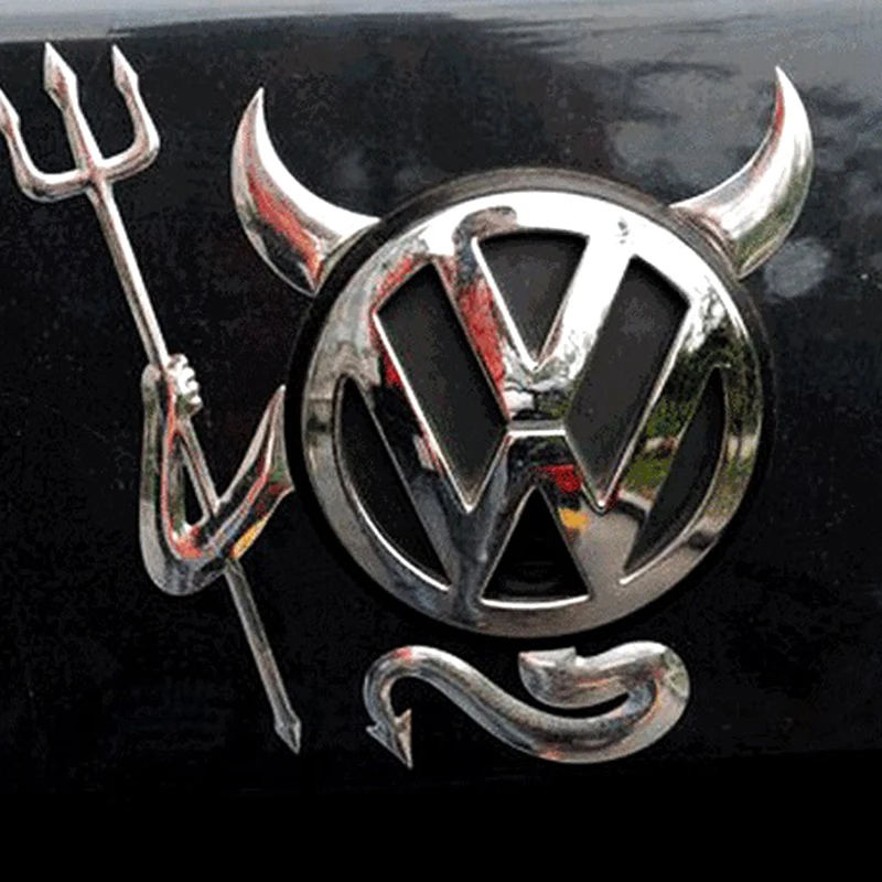 Автомобильная наклейка из ПВХ с маленьким дьяволом креативная модная Серебряная