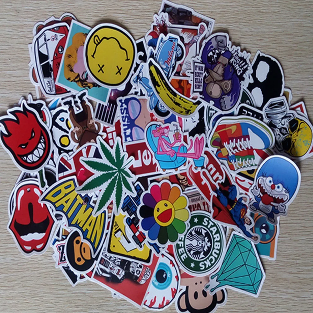 100 шт смешанные наклейки для автомобиля скейтборда ноутбука багажа сноуборда