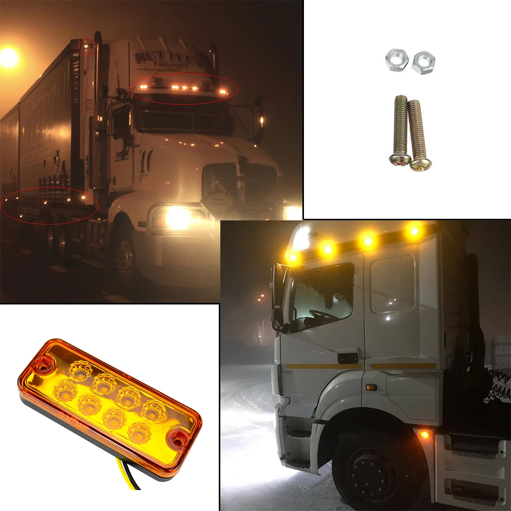 8x LED Side Marker Lights Car External Lamp Warning Tail Indicator Auto Trailer Truck Signal Clearance Light Waterproof | Автомобили и