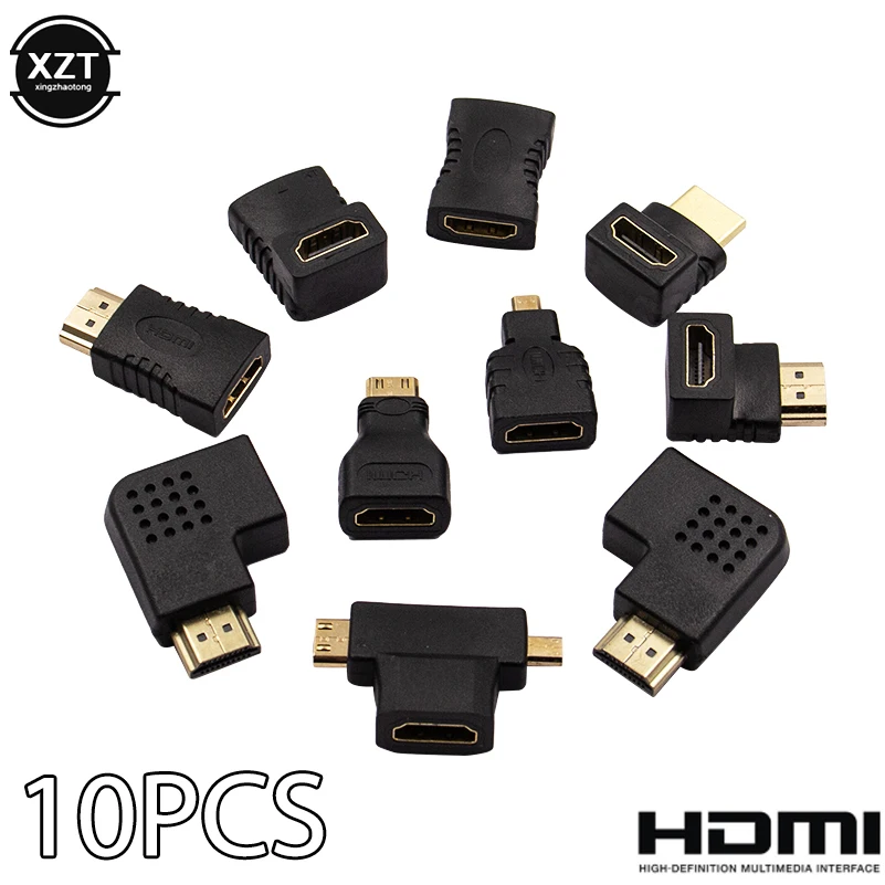 Комплект адаптеров HDMI 2 в 1 10 шт. высококачественные мини-микро-Адаптеры