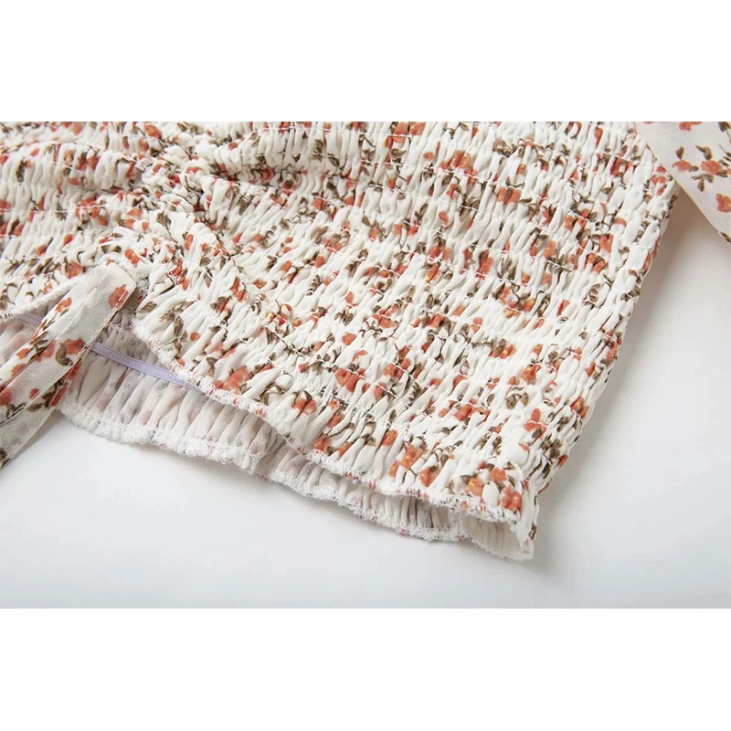 Женская шифоновая рубашка с цветочным принтом DAYIFUN короткая длинным рукавом T-038 |