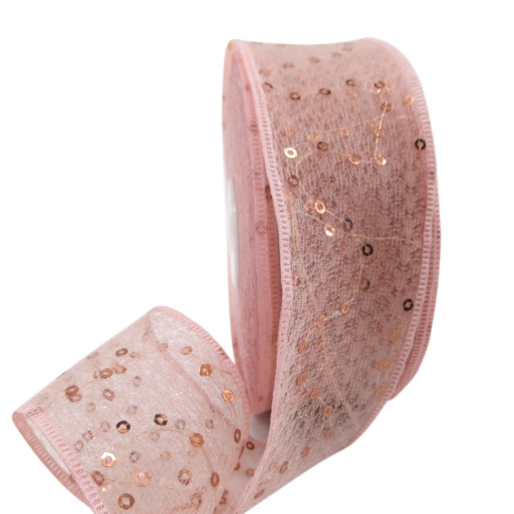 David accessories 48364(42 мм) и 59383(25 мм) газовая лента из органзы с блестками 25 ярдов, материалы ручной работы, 25Yc2546 - Цвет: 42mm