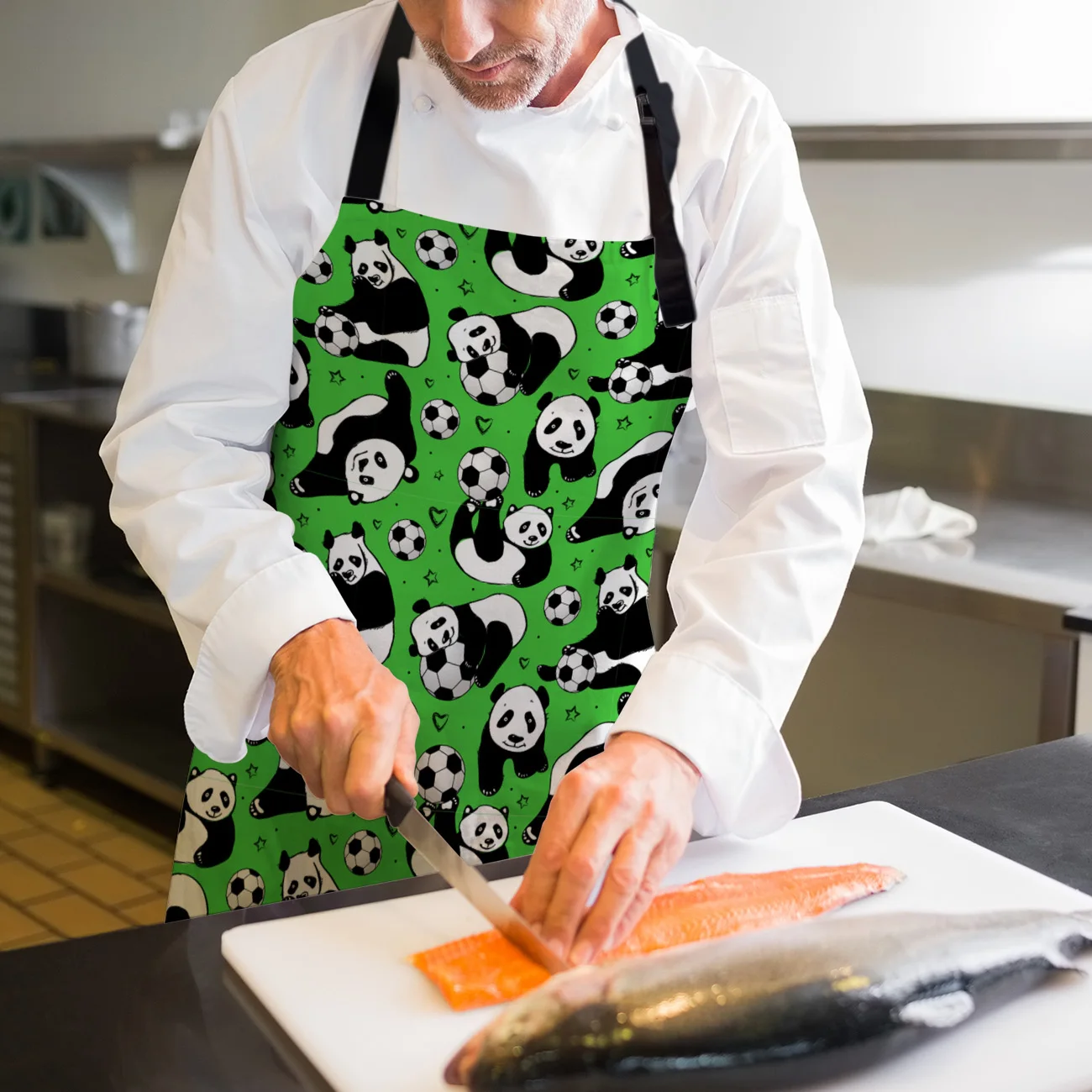 Tophome Кухонный Фартук панда фон зеленый Азиатский Футбол игры фартуки из парусины