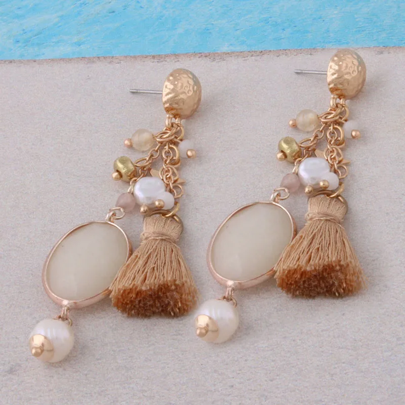 Серьги с металлическими кисточками NeeFu WoFu длинные висячие серьги пресноводным