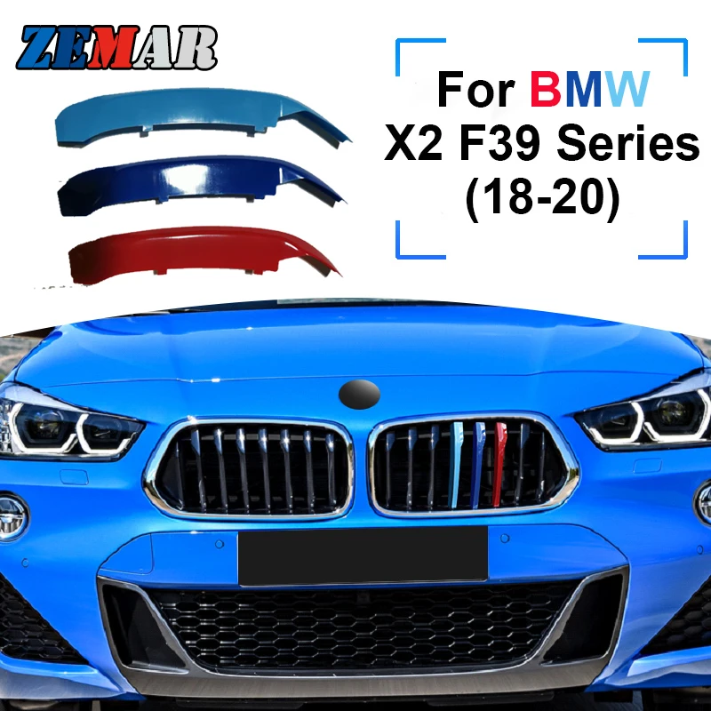ZEMAR 3 adet ABS BMW X2 F39 serisi 2018 2019 2020 2021 2022 araba yarış ızgarası şerit Trim klip M güç performans aksesuarları