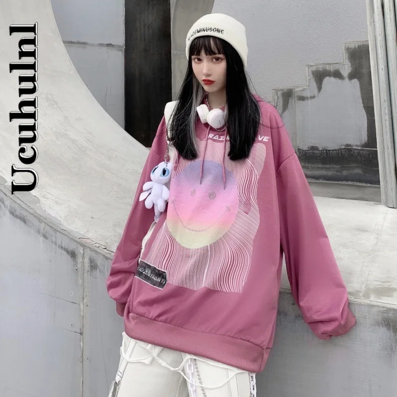 

Ucuhulnl Amine Sweatshirts Casual Autumn High Street Bear Hoodies Funny Harajuku Tops Cartoon Punk Hoodie Streetwear Black Hip