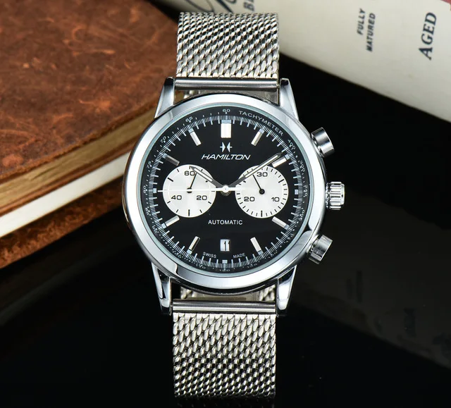 

Swiss Men's Watch Classic Five Pin Steel Quartz Men Watches Panda Wristwatch Top Brand Luxury Fashion Business for Man