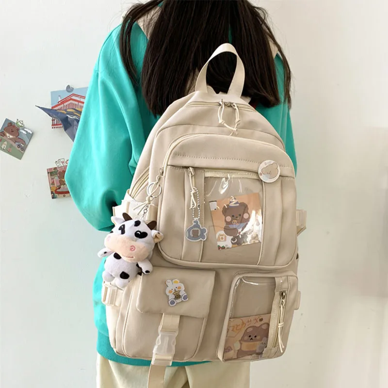 Новый однотонный милый рюкзак для женщин повседневная школьная сумка с