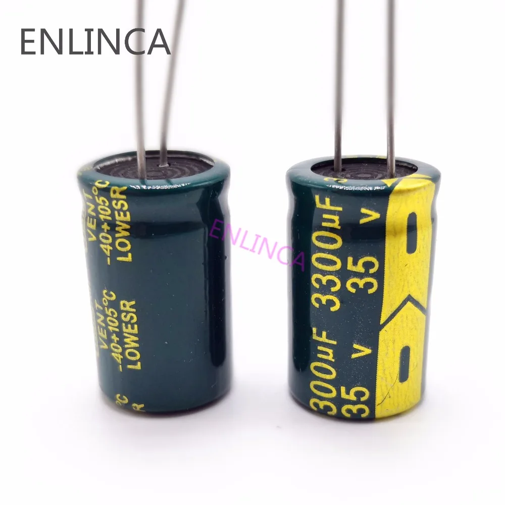 12pcs/lot H101 Low ESR/Impedance high frequency 35v 3300UF aluminum electrolytic capacitor size 16*25 3300UF35V 20% | Электронные