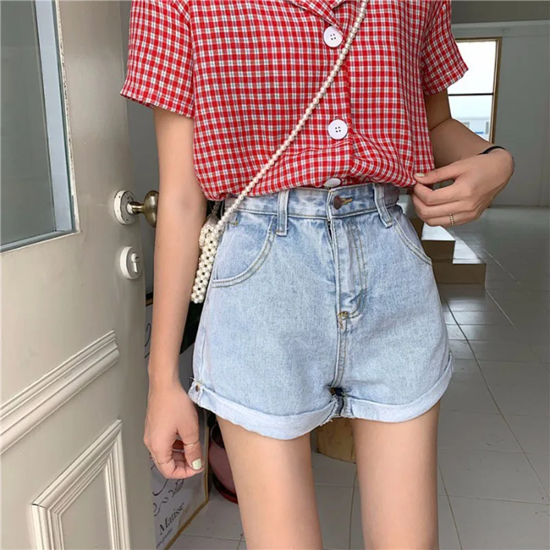 

Summer Multicolor Tight Women High Waist Denim Shorts Women Color Sexy Hot Loose Thin Tight Denim High Waist Shorts for Women