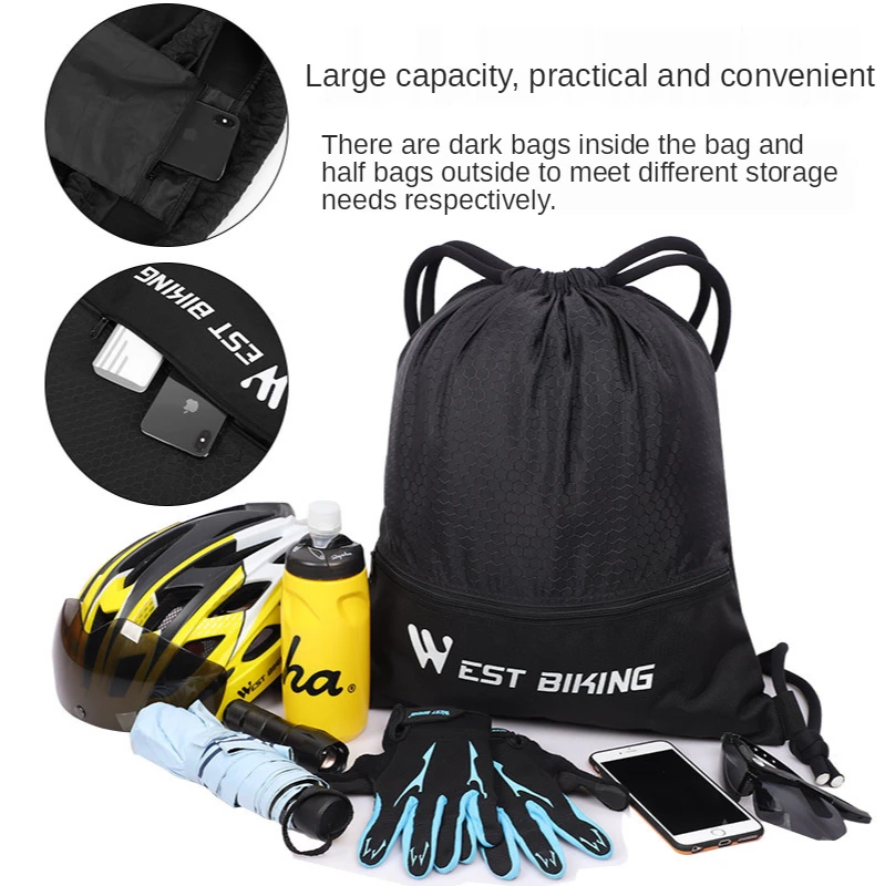 WEST BIKING Outdoor Cycling Breathable Backpack Large Capacity 15L Water Repellent Drawstring Bag Sports 2021 New