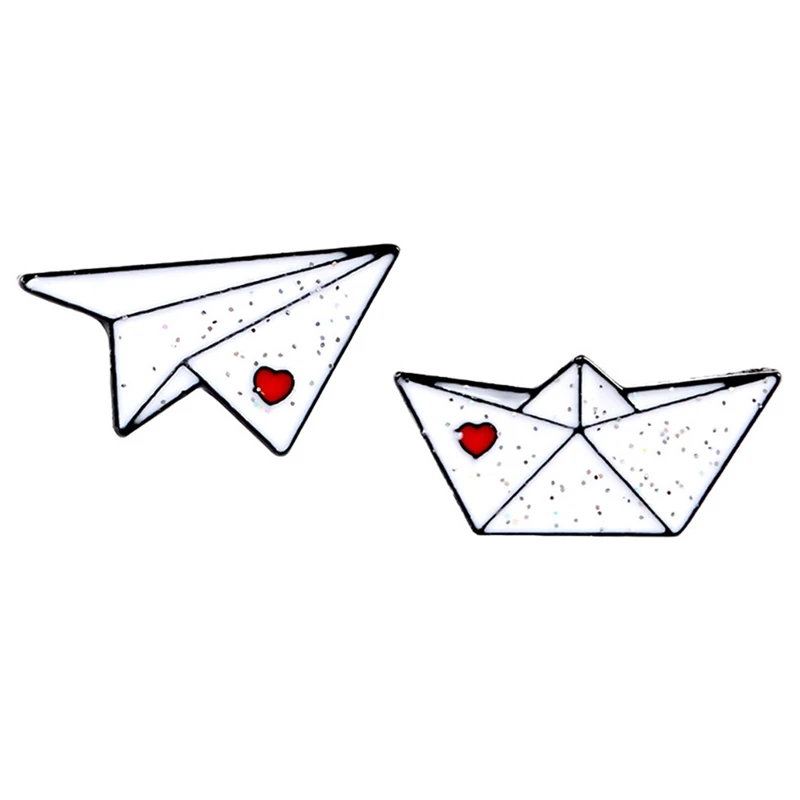 Бумага для оригами самолет бумажная лодка эмаль белая ручная работа брошь