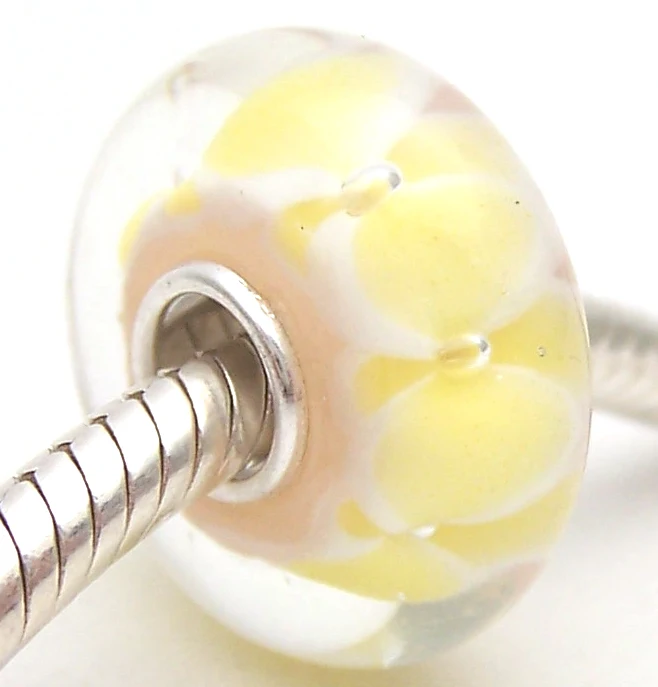 

PJG2702 100% S925 Sterling Silver Beads Murano Glass beads Fit European Charms Bracelet charms diy jewelry Lampwork GlassBeads