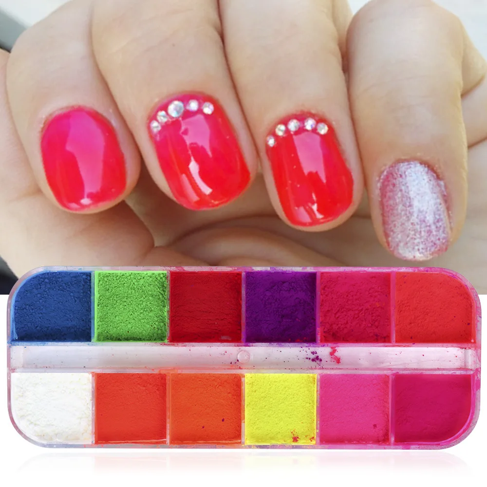 12 Сетка блеск для ногтей хром порошок пыль супер-тонкий красочный мерцающий