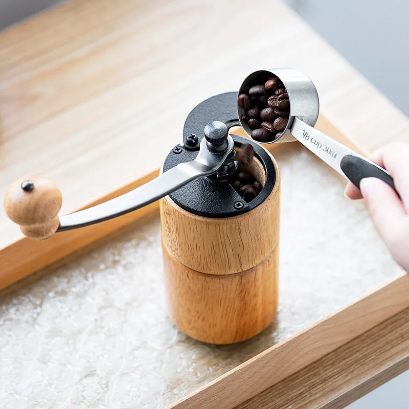 Online Macinacaffè Manuale In Legno Mini Corpo Acciaio Conico Burr Core Macinacaffè Portatile Per Es Press O French Press Regalo Turco