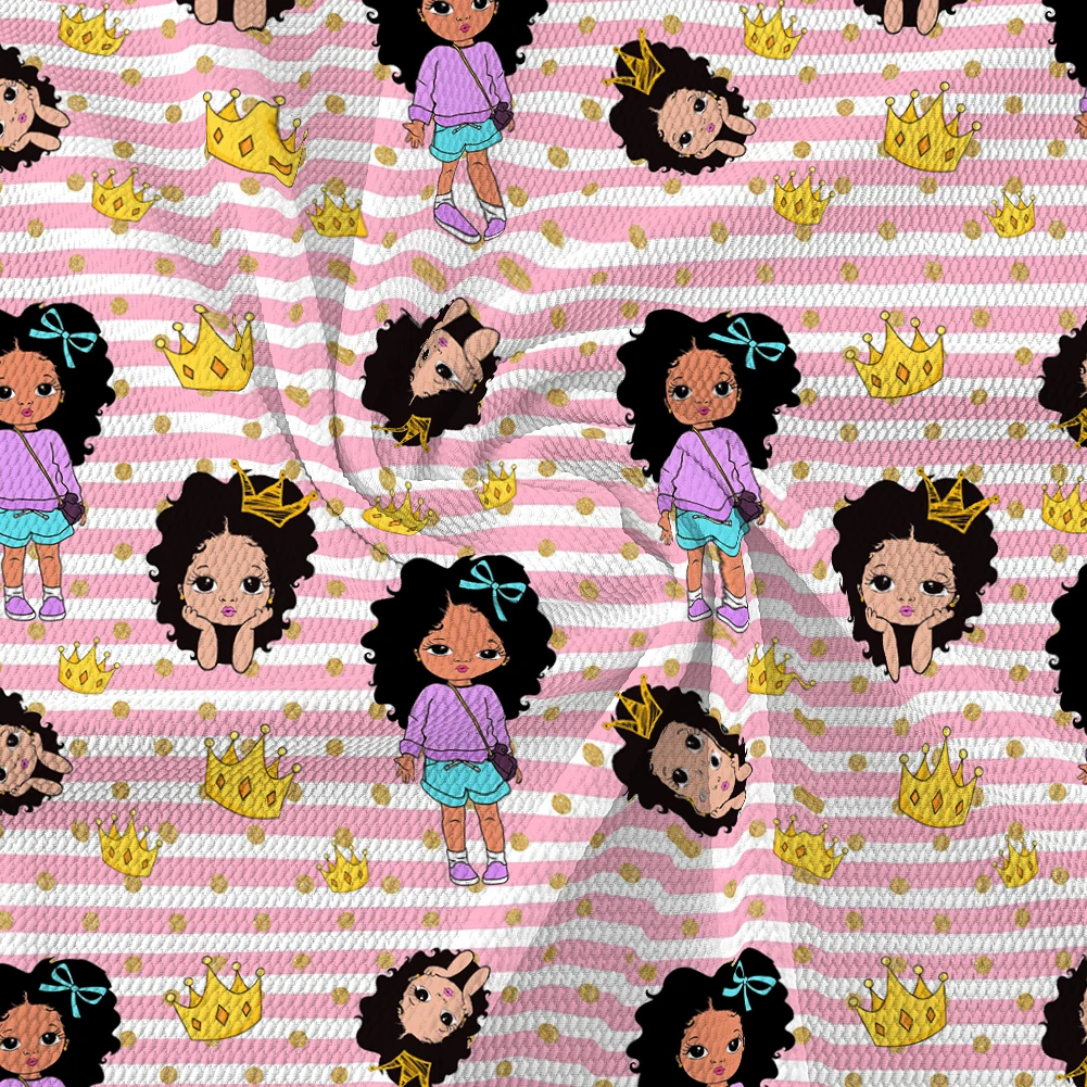 Пузырчатая ткань черного цвета с принтом для маленькой девочки полиэстер из