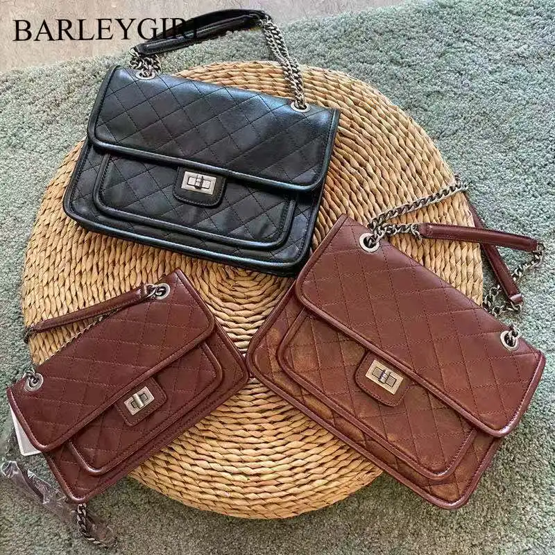 

New Rhombus Black Rock Soft Flap Single Shoulder Crossbody Pack Chain Bag Luxury Handbags for Woman 2021 PU Leather Messenger