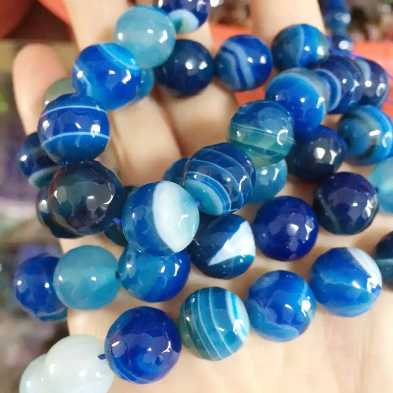 Для детей возрастом от 2 до 16 лет мм натуральные Круглые граненые синий Агаты