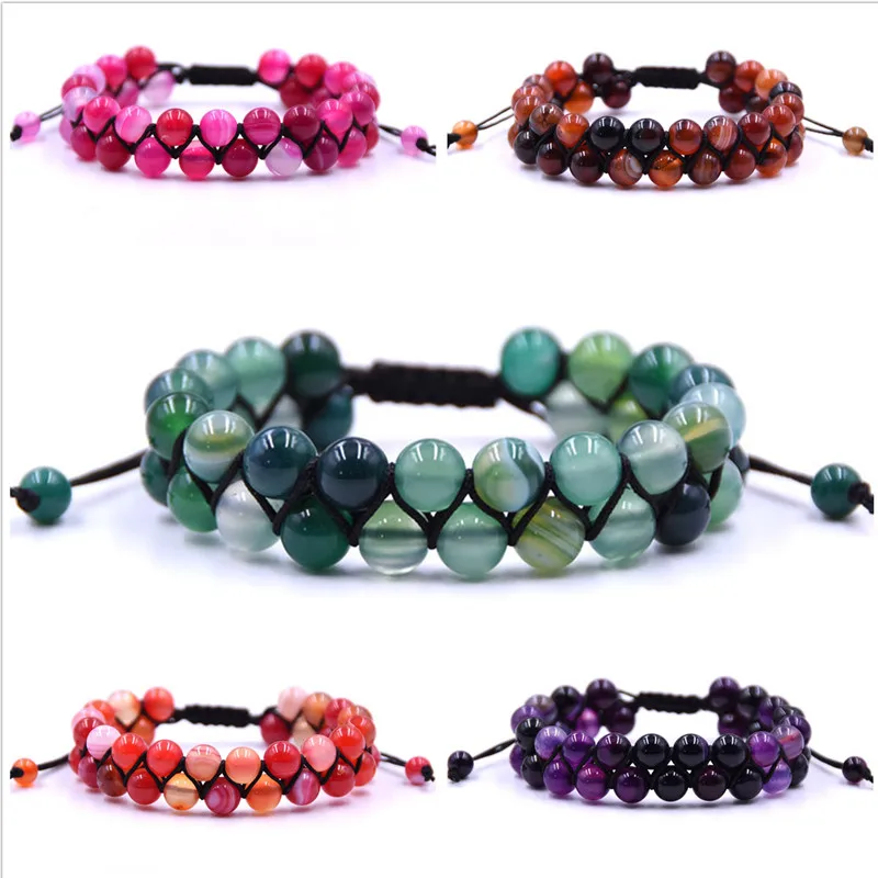 Браслет с бусинами для мужчин и женщин регулируемый двойной браслет