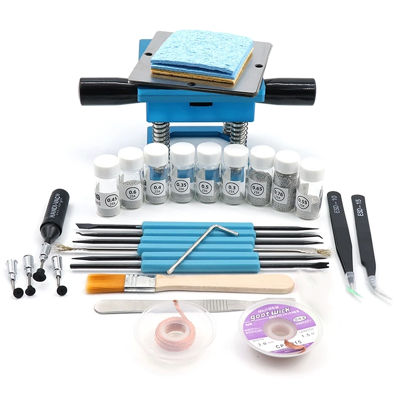 Bga Reballing Kit 90Mm Aluminium Alloy Mesh Station With Hand Shank Universal Stencil + 10Pc Solder Ball | Инструменты