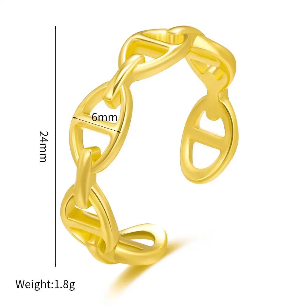 

Vintage Curve Hollow Open Rings Geometric Chain Rings for Women Pig Nose Shape Ring Minimalist Statement Jewelry bague femme