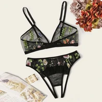 sexy lingerie set embroidery floral underwear women ultra thin transperant bra sets lenceria sensual mujer adjustable strap suit
