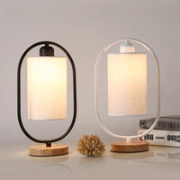 1pc nodic simple bedroom bedside desk lamp home wooden base led reading night light eu plug not include bulb