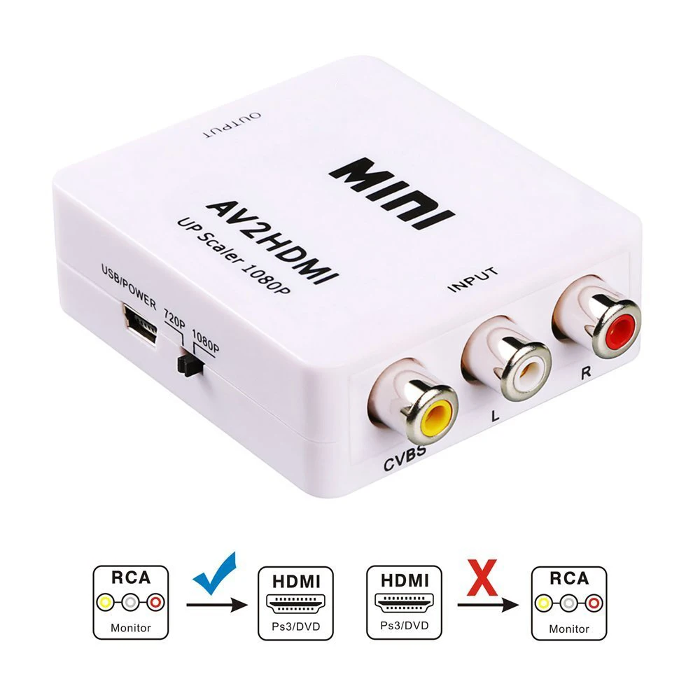 Преобразователь SGEYR RCA AV в HDMI 720P/1080P AV2HDMI RCA2HDMI адаптер для ТВ PS3 PS4 ПК DVD Xbox проектор