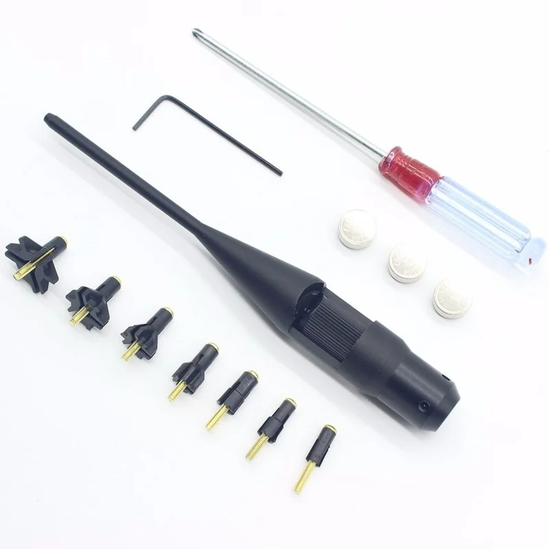 

635-655nm Windage Elevation Adjustable Red Laser Boresighter Bore Sighter Kit For .17 To .78 Caliber Hunting Hand Gun new