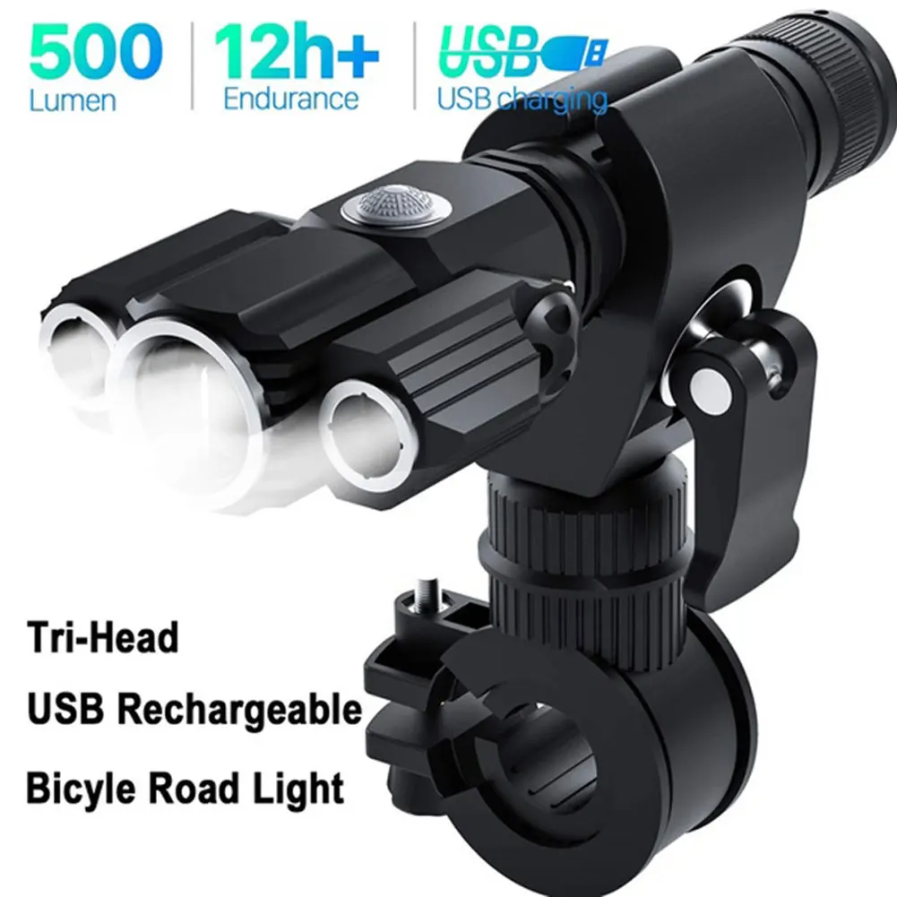 

USB Charging Bicycle Light 4 Lighting Mode Super Bright Led Three Lamp Flashlight High Quality Waterproof Bike Accessories