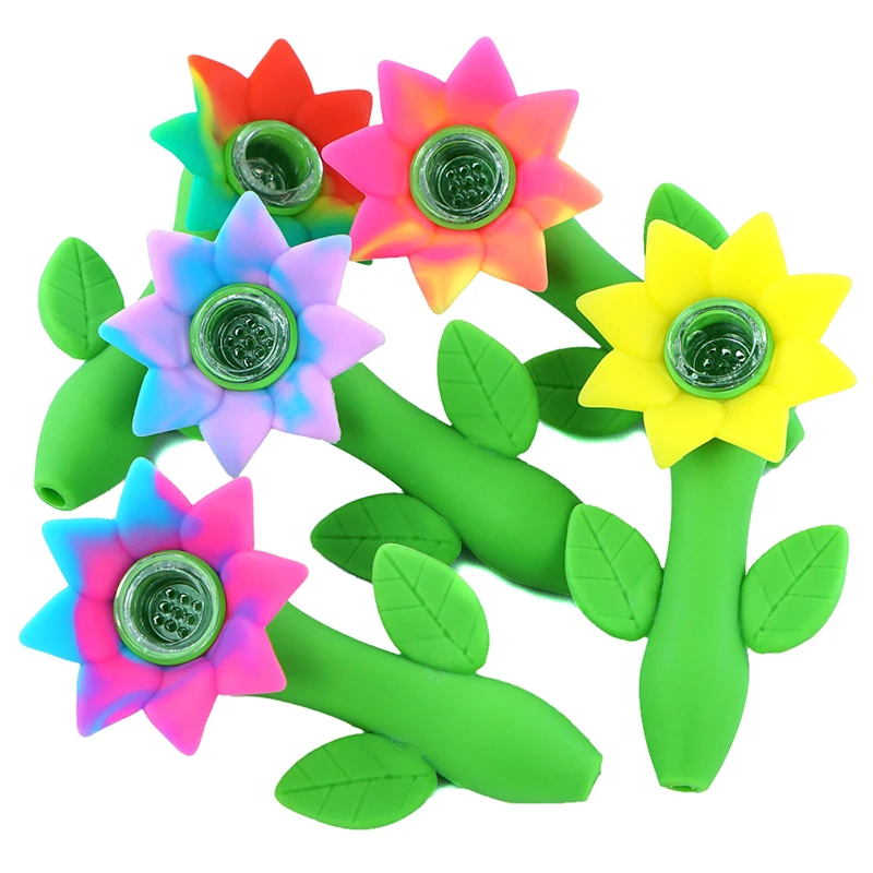 В виде курительной трубки с рисунком &quotПодсолнух&quot дизайн силиконовые